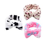 VINTORKY 3 Diademas de Ducha Lazo de Tejido Delicado para Mujer, sin Dañar la Piel, Ideales para Maquillaje y Lavado Facial, Paquete de 3 Unidades Adorables