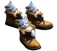 VINTORKY 3 Piezas Gatito Miniatura Adorable para Decoración de Mesa Figura de Gato Elegante Hecho de Resina para Jardín y Hogar Decoración de Escritorio