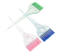 VINTORKY 3 Pinceles Aplicadores para Teñir el Cabello, Cepillos Profesionales Cerdas Flexibles, Mango Cristal, Colores Rojo Azul Verde, Utensilios para Peluquería y Salones de Belleza