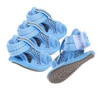 VINTORKY 4 Piezas Sandalias para Perros de Malla Azul Suela de Tendón de Buey Antideslizante, Cómodas y Transpirables para Celebración Verano en Exteriores