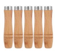 VINTORKY 5 Mangos de Lima de Madera con Collar de Hierro para Herramientas Manuales, Mango Ergonómico con Superficie Lisa para Trabajos de Precisión y Metalurgia
