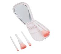 VINTORKY 5 Piezas Maquillaje Espejo Kit de Brochas para Ojos y Polvo Juego de Herramientas de Portátil y Suave para y Profesional