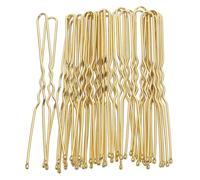 VINTORKY 50 Pcs apretones barra de pelo para bollos diadema con pasador de pelo rulos hair clips horquillas moño palo de pelo de las niñas decoración del cabello de las mujeres Metal Golden