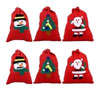 VINTORKY 6 Bolsas de Dulces Navideñas de Tela No Tejida Rojas para Fiesta de Navidad, Portátiles y Saludables, Tamaño 30x20cm, Paquete de 6 Unidades Color Color Aleatorio Varios estilos
