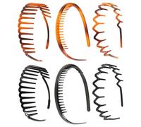 VINTORKY 6 Diademas Elásticas Dientes Invisibles Pelo, Hechas de Resina Plástica, Prácticas y Duraderas para Uso en Casa y Lavado Facial