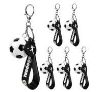 VINTORKY 6 llaveros de fútbol con motivos inspiradores, llaveros de PVC para niños, niñas y adolescentes, ideales para fiestas, carnavales y eventos deportivos.