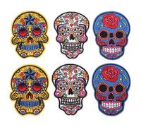 VINTORKY 6piezas Parche Termoadhesivo Calavera Bordado Decoración Halloween para Ropa y Accesorios Varios estilos