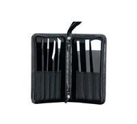 VINTORKY 7 Piezas Set Profesional de Pedicura para Cuidado de Uñas Pies Removedor de Cutículas, Herramientas de Acero Negro y Accesorios Casa