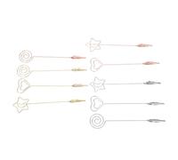 VINTORKY 9 Soportes metálicos para Tarjetas de Lugar - Clips para letreros de mercancía, Soporte para números de Mesa - Abrazadera para Fotos y Etiquetas con Forma de Estrella, corazón y círculo