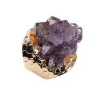 VINTORKY Anillo de Dedo Ajustable de Ágata Púrpura, Apertura
