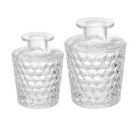 VINTORKY Botellas Difusoras de Vidrio Vacías 2 Piezas, Diseño Diamante Invertido, Azul Translúcido, Capacidad 100 Ml y 150 Ml, para Aceites Esenciales y Aromaterapia en Decoración del