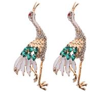 VINTORKY Broche para Vestido Forma de Grulla, Aleación Perlas y Cristales, Accesorio Elegante para Ceremonias y Fiestas, Pack de 2 Piezas