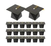 VINTORKY Caja de Obsequio para Dulces Forma de Gorro de Graduación en Papel Negro, Fácil de Montar y Versátil para Fiestas de Graduación, Pack de 25 Unidades