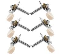 VINTORKY Clavijas De Guitarra Acústica 6 Piezas, Acero Plateado Cabezal Blanco, 3 Izquierdas y 3 Derechas, Accesorio De Afinación Para Guitarra Folk, Pequeñas y Estables, Ideales Para Músicos