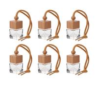 VINTORKY Colgante para Interior de Coche 6 Botellas de Vidrio y Tapa de Madera de Haya, Ambientador Colgante Rellenable para Aromaterapia que Relaja Cuerpo y Espíritu