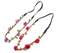 VINTORKY Diadema de Rosas Roja para Mujer 4 Piezas, Hecha de Terciopelo Coreano, Cómoda para Llevar Bodas y Playas