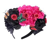 VINTORKY Diadema Floral para Mujer Diseño, Colores Rojo y Negro, Accesorios para Fiesta y Festival, Tocado de Flores Realista para Bodas y Fotografía Varios estilos