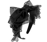 VINTORKY Diadema Negra de Tela Lazo Grande Estilo Francés Vintage para Fiesta y Festival, Accesorio Retro Cómodo y Resistente Cabello