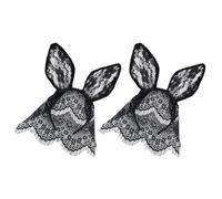 VINTORKY Diadema Orejas de Conejo Negra de Encaje Velo, 2 Unidades, Accesorio para Fiestas Infantiles y Cosplay, Diademas para Niñas y Mujeres, Aros Cabello Elegante y Cómodo