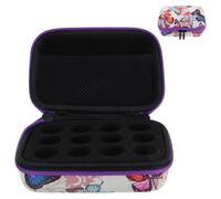 VINTORKY Estuche de Viaje para Aceites Esenciales 15 Ml 12 Compartimentos, Bolsa Organizadora Portátil Estampado de Mariposas de Color Claro y Cremallera Morada, Almacenamiento Seguro