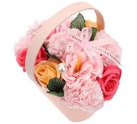 VINTORKY Flores de Jabón Decorativas en Cesta Aroma, Obsequio Original para Boda o San Valentín, Jabón de Lujo en Caja Elegante para Cumpleaños y Aniversario