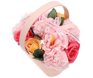 VINTORKY Flores de Jabón Decorativas en Cesta Aroma, Obsequio Original para Boda o San Valentín, Jabón de Lujo en Caja Elegante para Cumpleaños y Aniversario