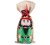 VINTORKY Funda Lavable para Botella de Vino de Lino Verde, Protector Resistente para Decoración Navideña en Fiestas y Hogar