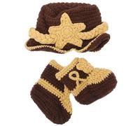 VINTORKY Gorro de Lana Tejido a Mano Color Café para Ñiño Niña, Súper Suave y Transpirable, Adecuado para Sesiones de Fotografía y Shower, Pack de 2 Piezas Unisex