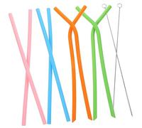 VINTORKY Juego de 10 Reutilizables de Silicona con Cepillo de Limpieza y Ecológicas para Bebidas Calientes y Frías para y Fiestas
