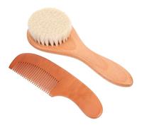 VINTORKY Juego de 2 Piezas Cepillo de Lana y Peine de Madera Cuidado del Cabello del Ñiño, para Recién Nacido, Portátil y Ergonómico, Adecuado para Higiene y Masaje del Cuero