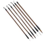 VINTORKY Juego de 6 Pinceles de Caligrafía de Pelo de Comadreja para Estudiantes, Tamaño Grande Mediano y Pequeño, Plumas de Tinta para Escribir y Pintura Tradicional China, Material