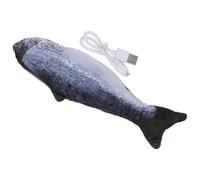 VINTORKY Juguete Eléctrico para Gatos Diseño de Pez Azul, Material de Felpa y PP, Función de Salto para Evitar Arañazos Catnip Incluido para Diversión