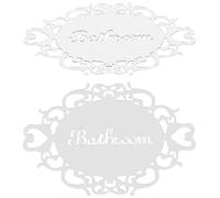 VINTORKY Letreros Autoadhesivos de Baño Acrílicos 2 Piezas, Señal para Puerta de Baño en Color Plata, Decoración Resistente para Hogar, Identificación Clara y Uso Fácil