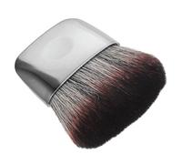 VINTORKY Mini Brocha de Maquillaje Plana para Base y Polvos Sueltos, Pelo Suave Negro, Tamaño Mini Portátil para Viaje y Bolso, Herramienta Facial Multiusos Acabado Galvanizado en Color
