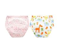 VINTORKY Pantalones impermeables y reutilizables para entrenamiento infantil, de algodón transpirable, 2 piezas, talla M, recomendados para bebés entre 12-18KG Varios estilos