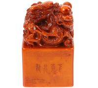 VINTORKY Piedra de Sello para Bricolaje Grabado a Mano, Material Natural de Piedra Naranja, Agarre Cómodo para Caligrafía y Manualidades Pequeñas