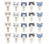 VINTORKY Pinzas de Madera Forma de Gato Colores Variados 30 para Fotos Resistentes Clips Creativos para Colgar Pared Ideales para Decoración del Hogar