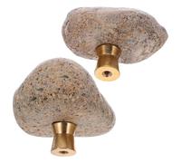 VINTORKY Pomos de Gabinete de Latón Tiradores Únicos con Forma Irregular de Piedra Paquete de 2 Piezas Orificio para Muebles y Decoración de Estanterías