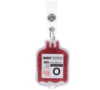 VINTORKY Porta Credencial Retráctil Acrílico Purpurina Rojo Tipo, Clip Cocodrilo Dentado, Accesorio para Tarjetas de Identificación, Carrete de Insignia para Enfermería y Personal