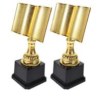 VINTORKY Premio Elegante de Plástico 2 Trofeos Dorados de Lectura con Forma de Texto para Concurso de Lectura para Amantes la Lectura y Ceremonia de Premiación