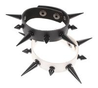 VINTORKY Pulseras Punk de Cuero Pu Remaches Cónicos, 2 Piezas, Estilo Hip-hop y Banda, Accesorio de Moda para Mujeres y Hombres