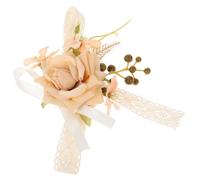 VINTORKY Ramillete para Muñeca de Novia y Damas de Corte, Pulsera de Flores Artificiales Vintage en Tejido Beige, Alta Realidad y Fácil de Usar para Decoración de Bodas y Fiestas