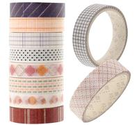 VINTORKY Set de 10 Rollos de Cintas Adhesivas Decorativas de Washi para Álbum y Planner, Estilo Simple, Adhesivas sin Residuos, para Manualidades DIY