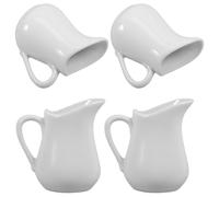 VINTORKY Set de 4 Jarras de Cerámica de Color Claro de 80ml para Servir Salsa y Leche, Fáciles de Limpiar y Transportar, Diseño Elegante para Barra de Café