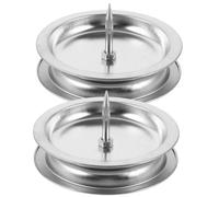 VINTORKY Soporte para Varillas de Fácil de Limpiar y Fija Varillas de Acero Inoxidable Plata, Bandeja Redonda para Quemar Paquete de 2 Unidades para Uso en Escritorio