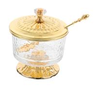 VINTORKY Tarro de Vidrio para Dulces y Especias con Tapa Soporte de Hierro Decorativo Pequeño para Cocina y Sala 1 Set