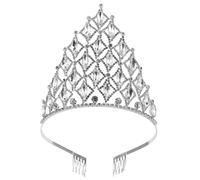 VINTORKY Tiara de Novia de Cristal Plata con Diseño Vintage E Intrincados Detalles, Accesorio Versátil para Fiestas y Concursos de Belleza