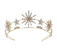 VINTORKY Tiara Dorada Diseño de Estrella y Gemas de Imitación para Boda y Halloween, Tocado Elegante para Mujer y Niña
