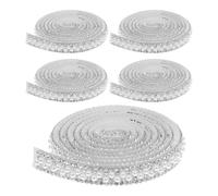 VINTORKY Tira Autoadhesiva de Perlas y Pedrería de 5 Rollos para Decoración de Bolsos y Ocasiones Obsequios, Plástico y Strass, Brillo Elegante y Fijación Segura