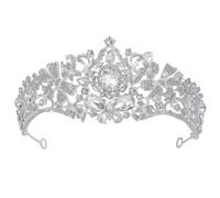 VINTORKY Tocado de Novia Adorno Plateado Diseño Ligero y Seguro, Aleación de Zinc y Cristales de Imitación para Bodas y Eventos Obsequios